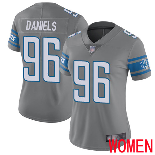 Detroit Lions Limited Steel Women Mike Daniels Jersey NFL Football #96 Rush Vapor Untouchable->women nfl jersey->Women Jersey